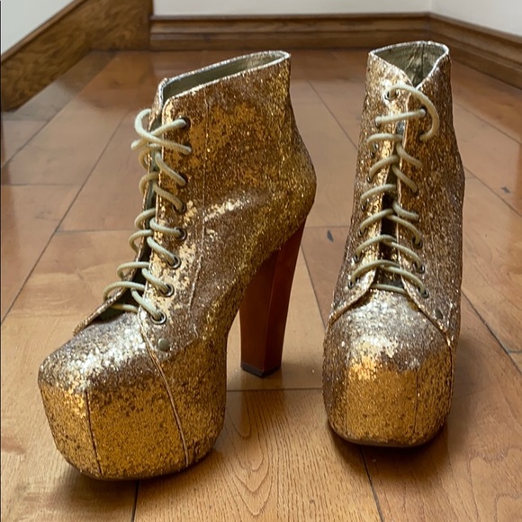 Jeffrey Campbell Lita in Gold Glitter Sz 6 - Picture 4 of 7